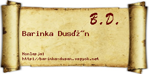 Barinka Dusán névjegykártya